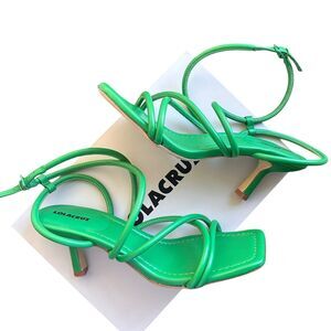 LOLACRUZ‎ 39 Strappy Heeled Sandal Green Sz 39
